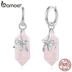 Bamoer 925 Sterling Silver Pink Natural Crystal