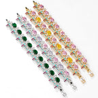Damen-Armband mit rosa Zirkon, geometrischem Verschluss, Fashi