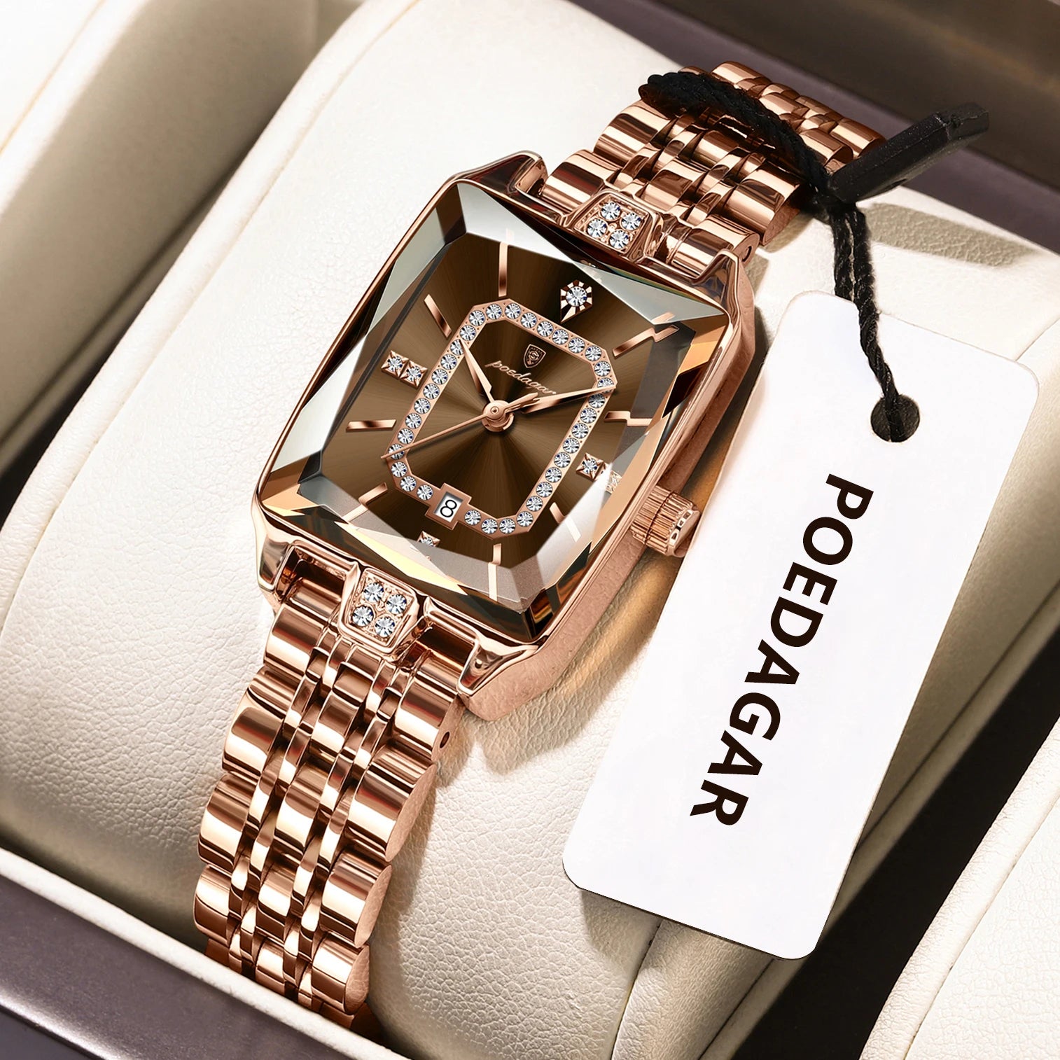 POEDAGAR Luxury Woman Watch Waterproof Date High - 785 RoseGold Brown / China Mainland