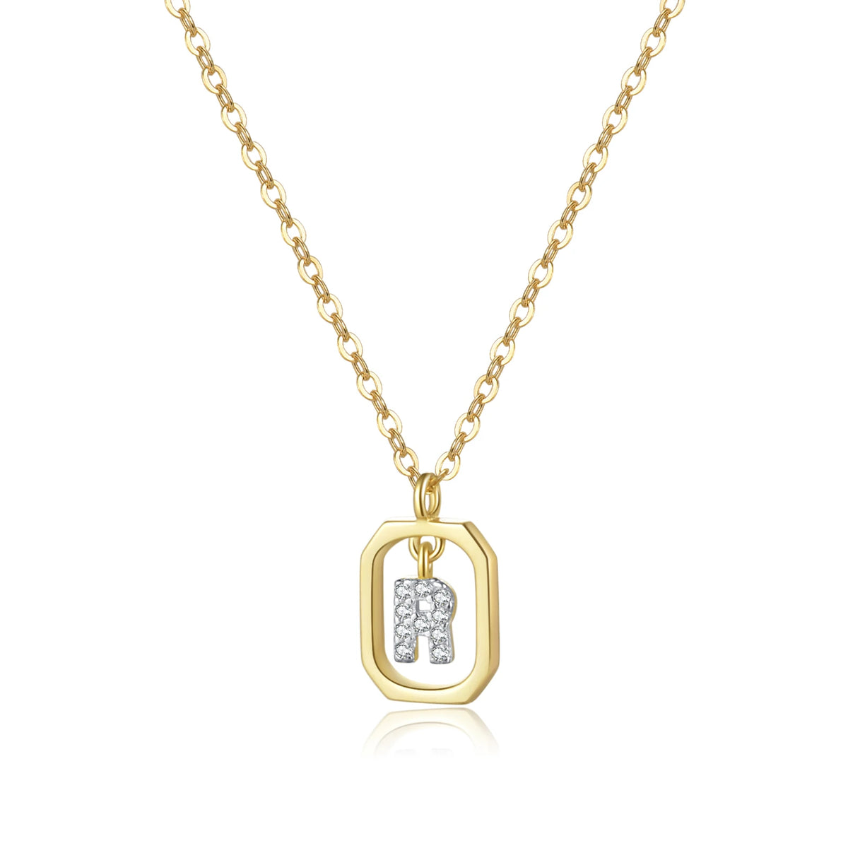 ANDYWEN 925 Sterling Silver Gold Inital Pendant Luxury - Gold R