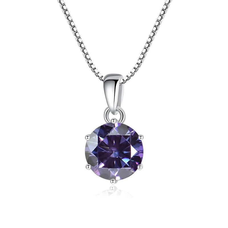 Butterflykiss 1 CT Real Moissanite Pendant Necklace - silver violet / 45cm