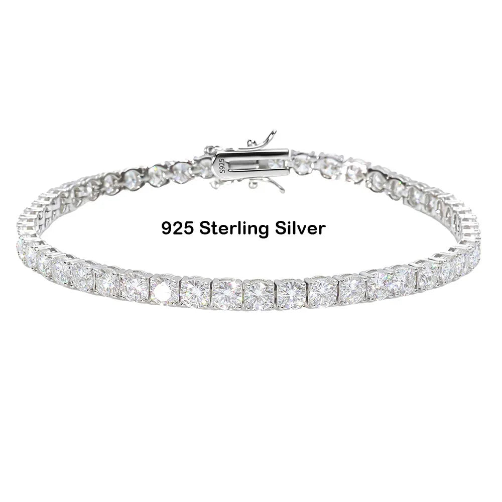 ESKEEM Real Moissanite Tennis Bracelet Pass Test - VVS1 Moissanite / 925 Silver / 5mm 7inch, VVS1 Moissanite / 925 Silver / 5mm 8inch, VVS1 Moissanite / 925 Silver / 4mm 7inch, VVS1 Moissanite / 925 Silver / 4mm 8inch, VVS1 Moissanite / 925 Silver / 3mm 7inch, VVS1 Moissanite / 925 Silver / 3mm 8inch
