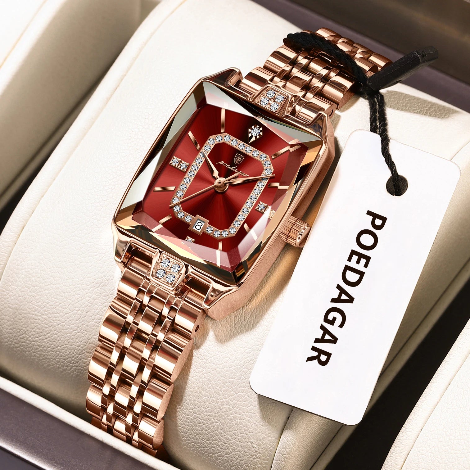 POEDAGAR Luxury Woman Watch Waterproof Date High - 785 RoseGold Red / China Mainland