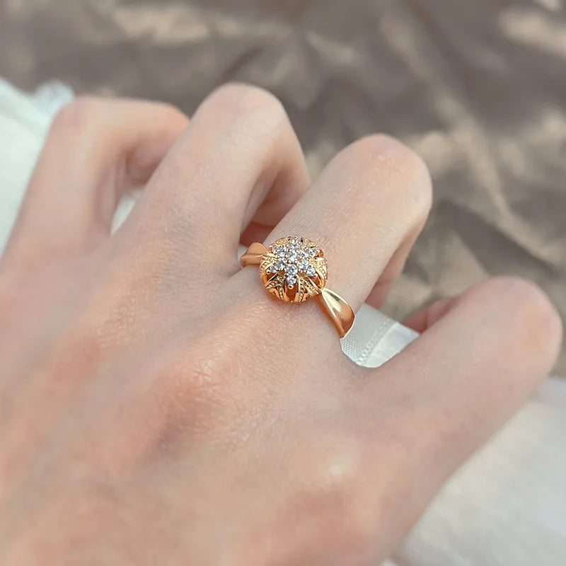 Real 18k Gold Diamond Ring for Women To Join Party