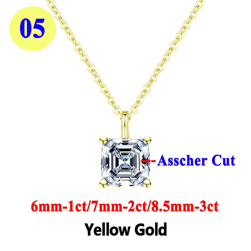 PureMax 1ct 2ct 3ct D Color VVS1 Moissanite Diamond - XL07-asscher-yellow / 2ct / 45cm-add box, XL07-asscher-yellow / 2ct / 45cm-add bag, XL07-asscher-yellow / 3ct / 45cm-add box, XL07-asscher-yellow / 3ct / 45cm-add bag, XL07-asscher-yellow / 1ct / 45cm-add box, XL07-asscher-yellow / 1ct / 45cm-add bag