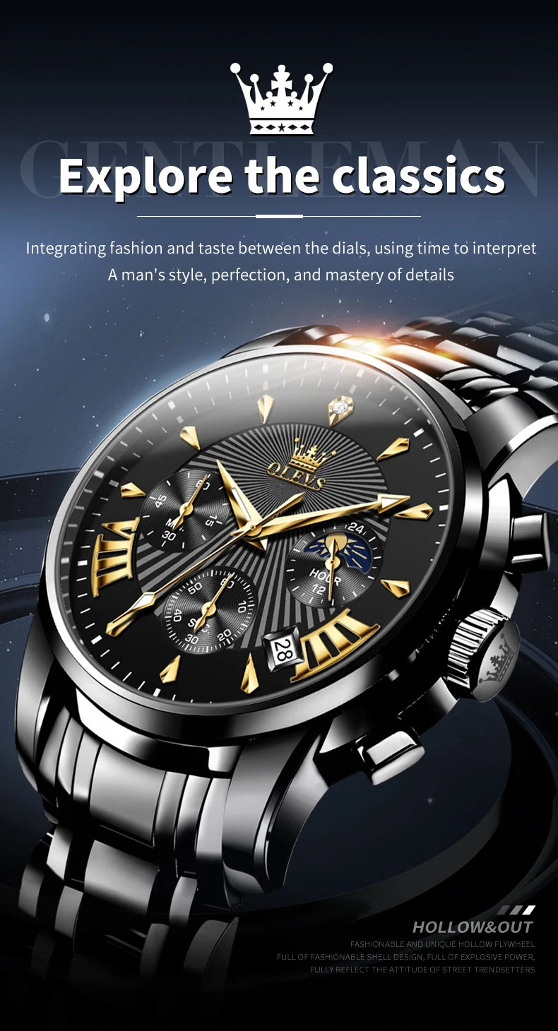 Olevs Men's Quartz Watches Top Brand Stainless.
