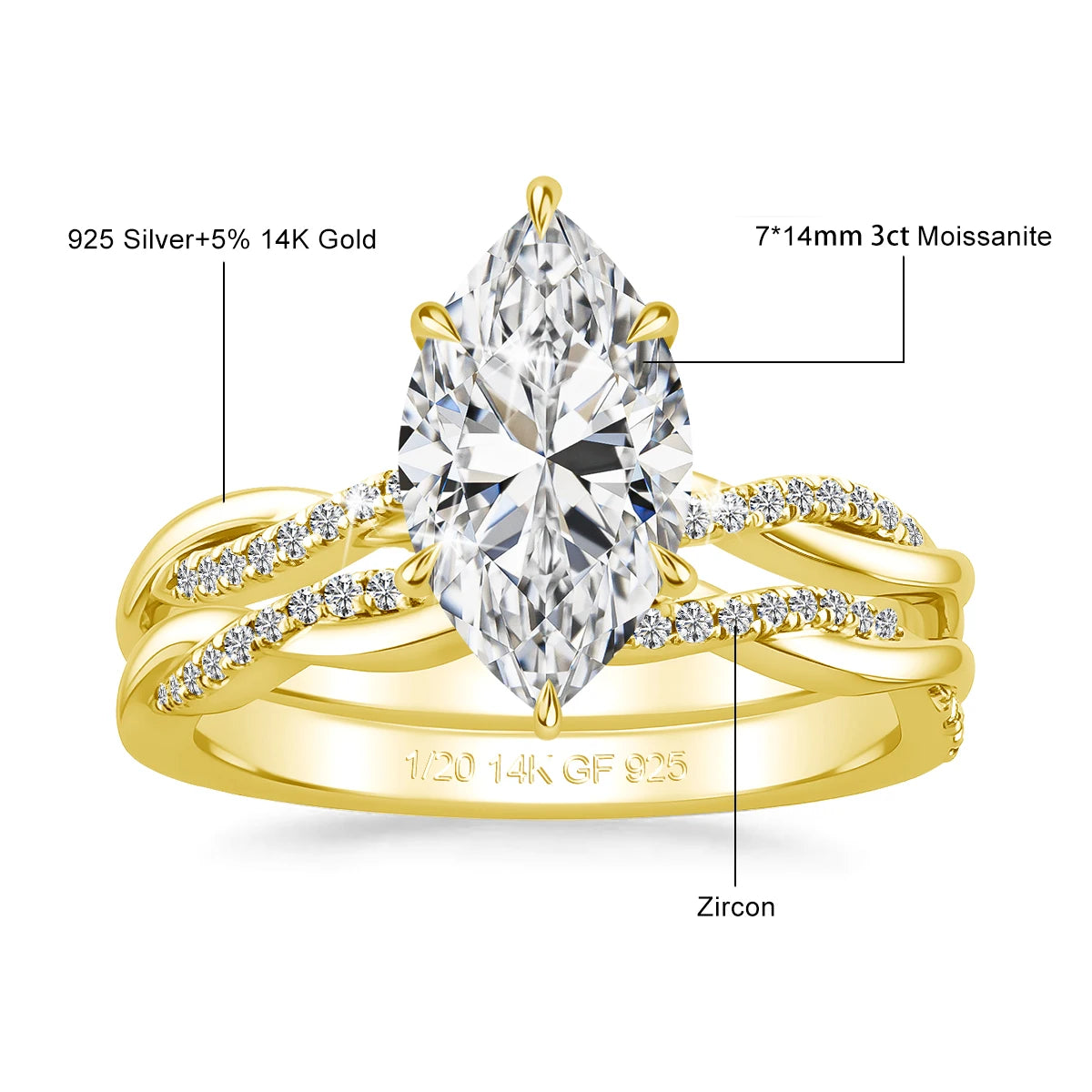 Sdoou Luxury 2pcs 14K Gold Filled Twisted Double