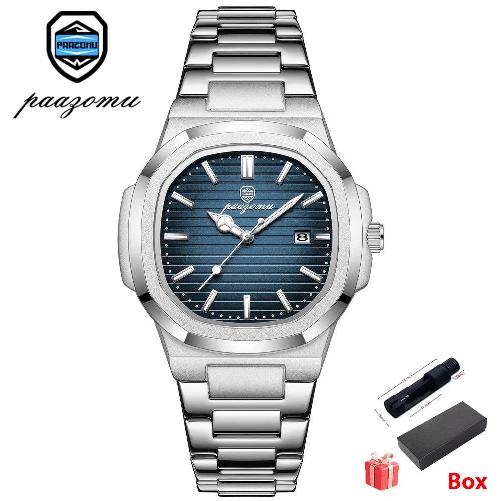 2026 New For Men Fashion Brand Male Watch Waterproof - Silver Blue