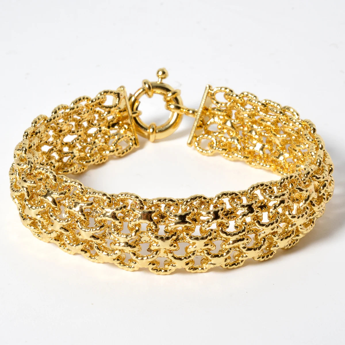 New 18MM wide copper chain bracelet unisex 18K gold - SY-H264-7in