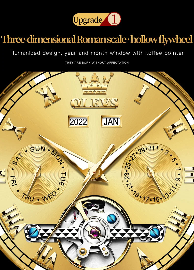 Olevs Automatic Mechanical Watch for Men Date
