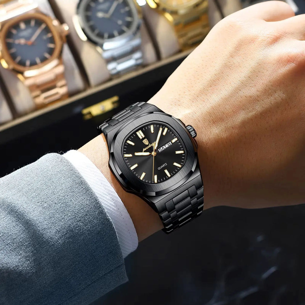 POEDAGAR Luxury Square Men's Watches Waterproof