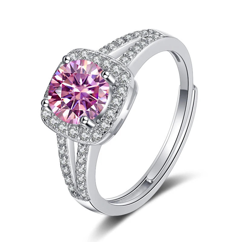 JoyceJelly 13-farbiger echter Moissanitring 1 Karat 6,5 MM