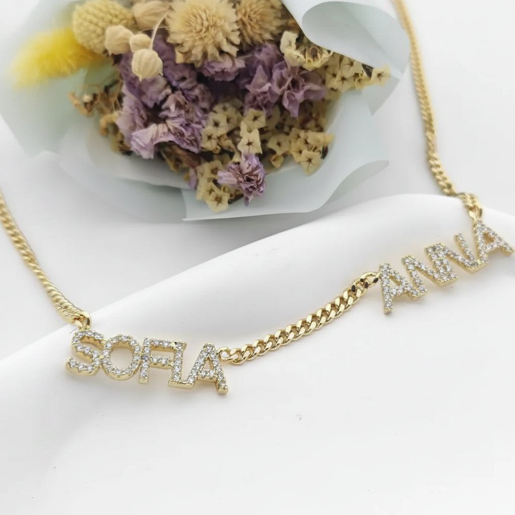 DOREMI 6MM/9MM Cz Names Necklace Jewelry Cuban Chain