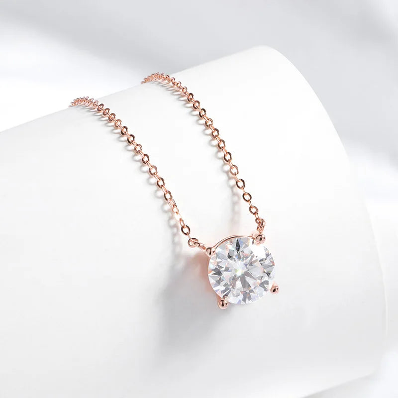 Smyoue 1-5CT Roségoldfarbene Moissanit-Halskette für