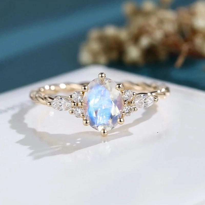 Oval Aquamarine/Rose Quartz/Moonstone/Labradorite/