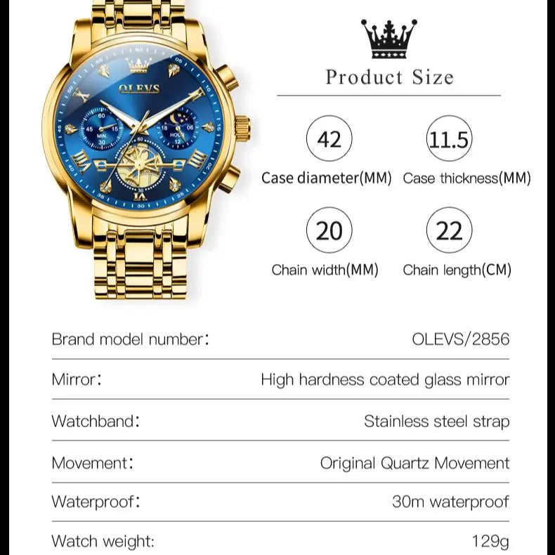 Olevs Men's Watches Classic Multifunctional Flywhe