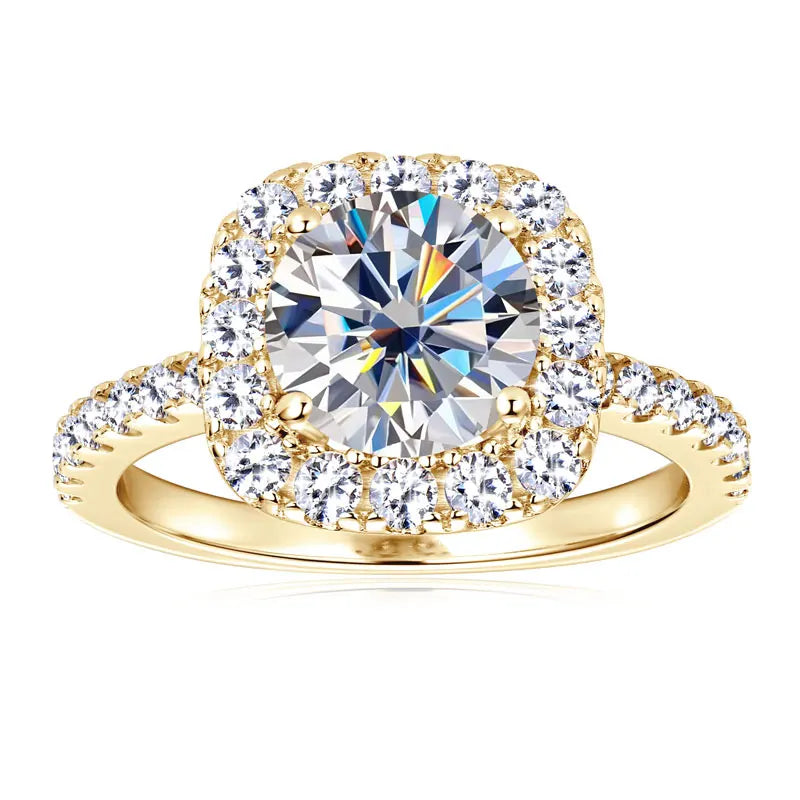 Lnngy 8mm 2ct Moissanite Halo Ring Certified 925