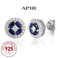 Apir Blaue Saphir-Moissanit-Ohrstecker für