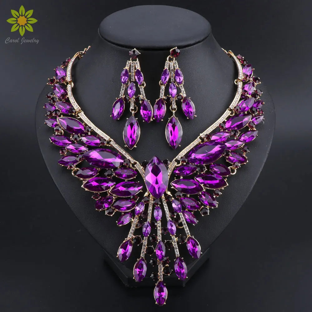Crystal Bridal Jewelry Sets Wedding Party Costume.