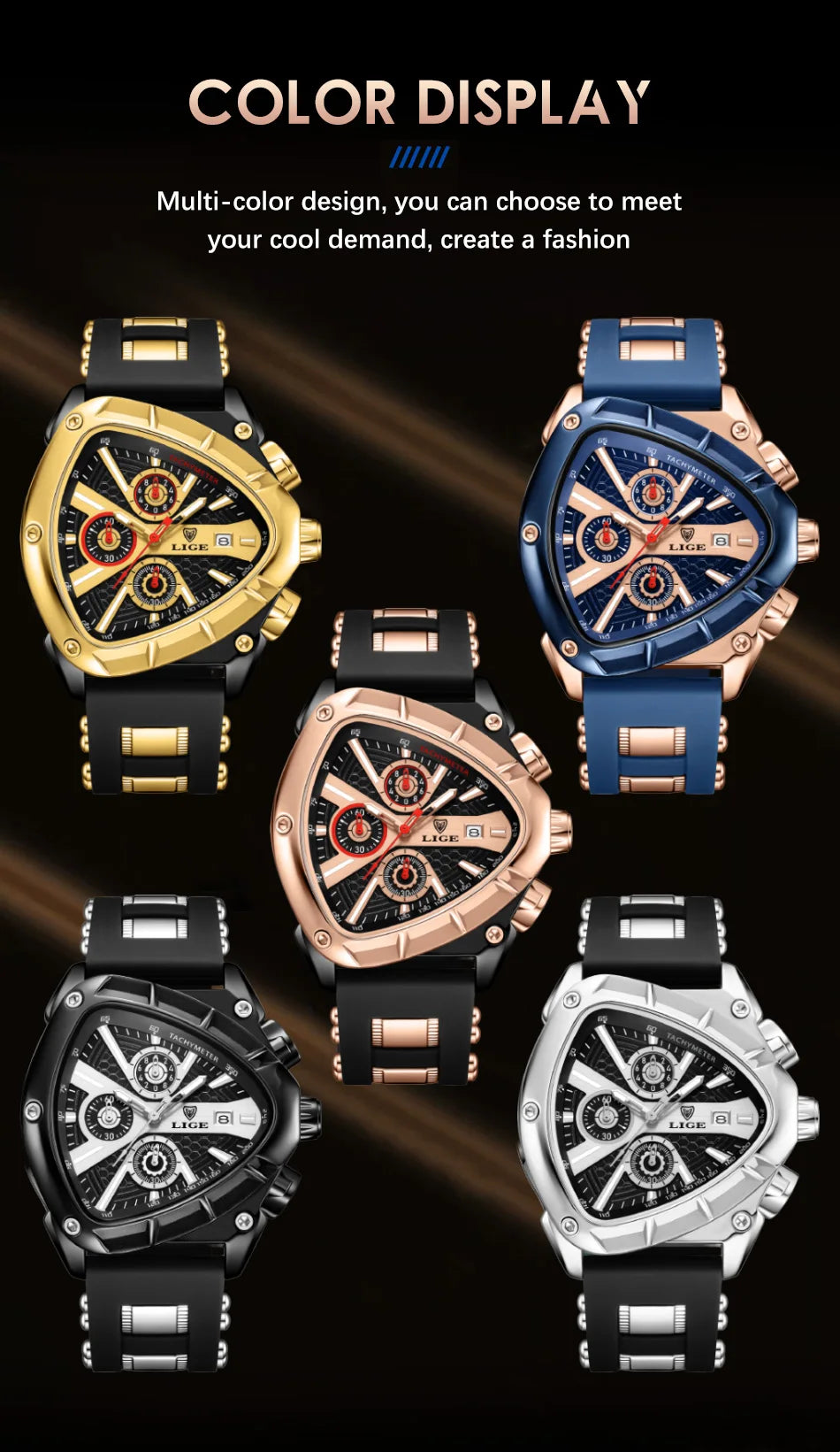 Lige Watch for Men Chronograph Casual Fashion.