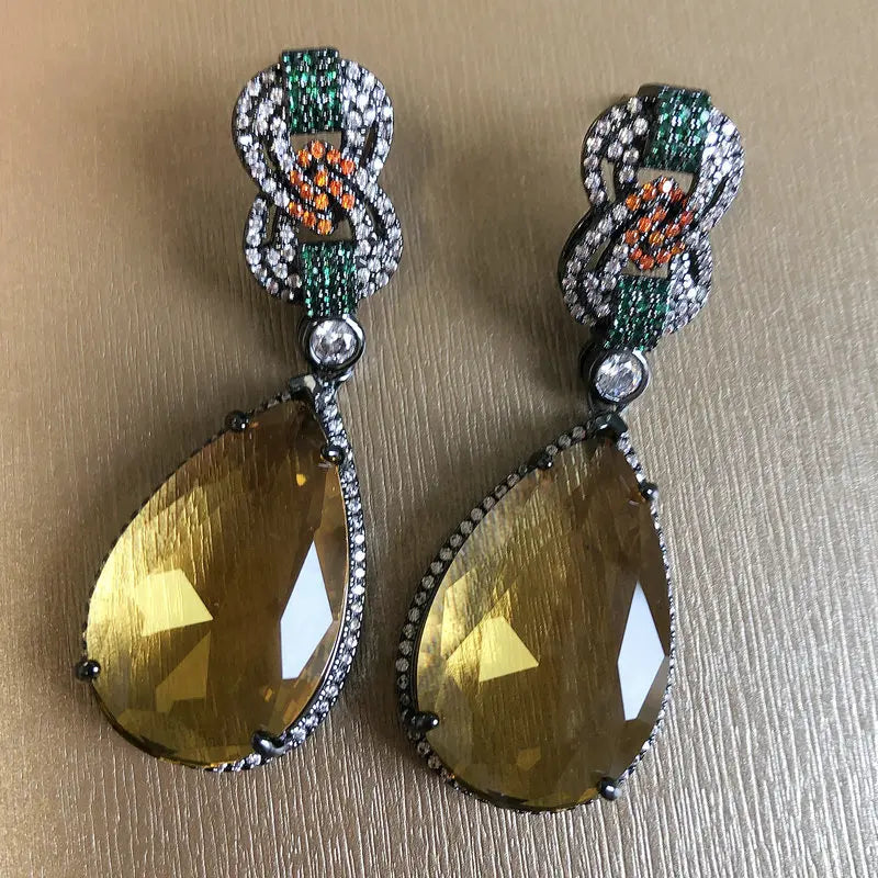 Bilincolor Fashion Vintage Big Yellow Cubic Zircon