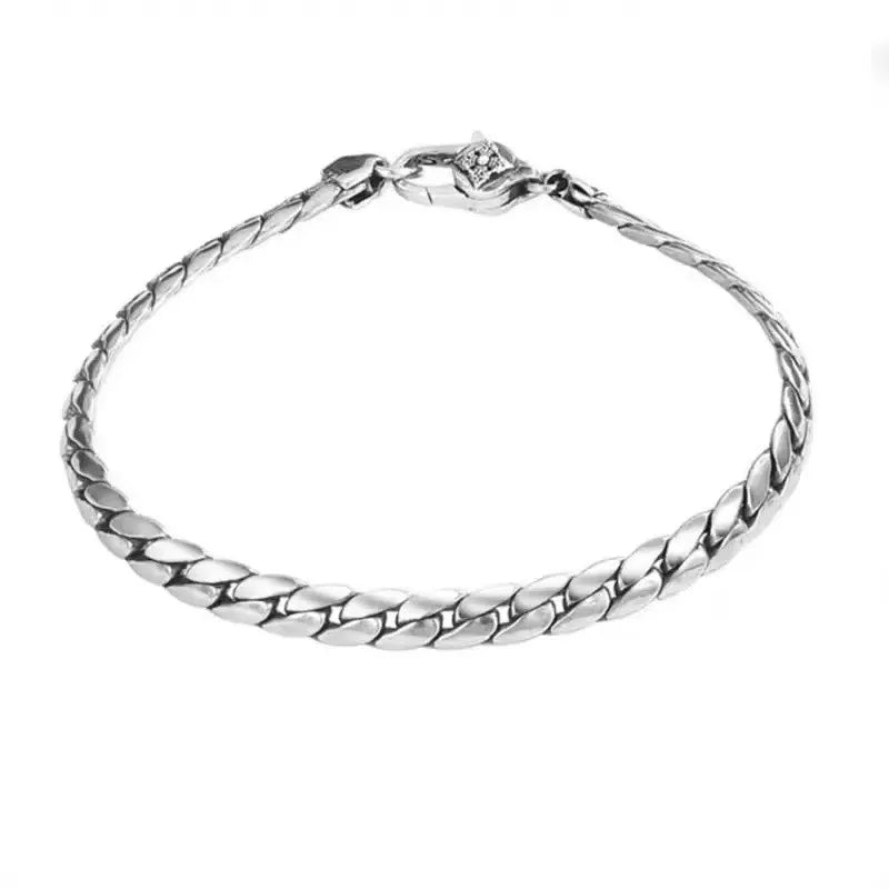 S925 Sterling Silver Fashion Simple Elegant Cuban