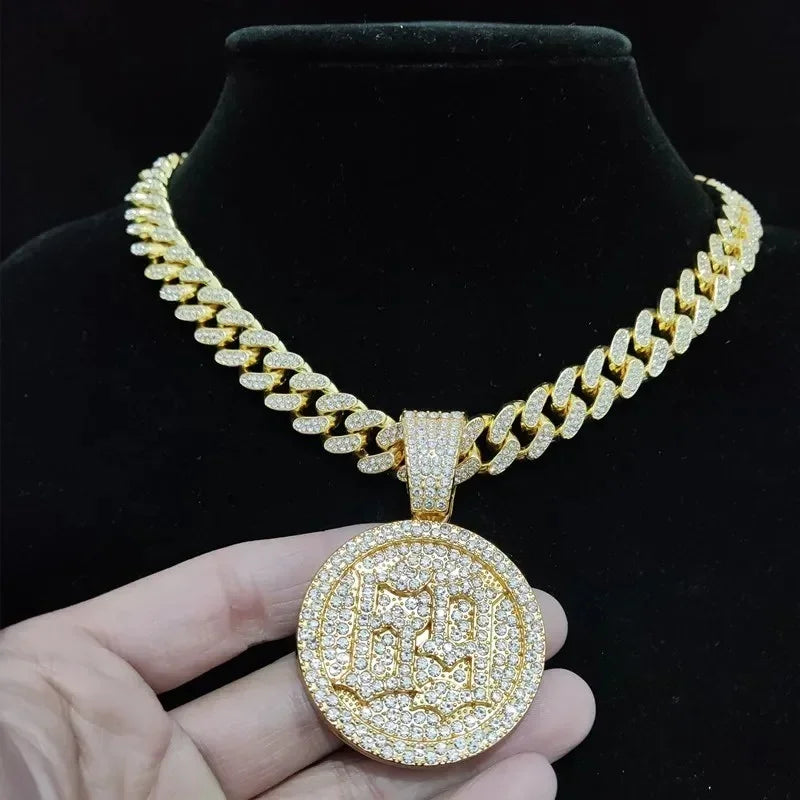Men Women Hip Hop Number 69 Pendant Necklace Cryst