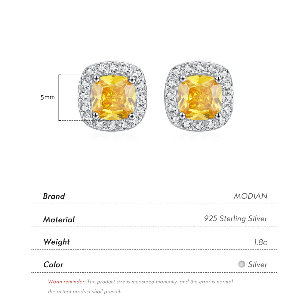 MODIAN Yellow Sparkling Cubic Zirconia Platinum Plated