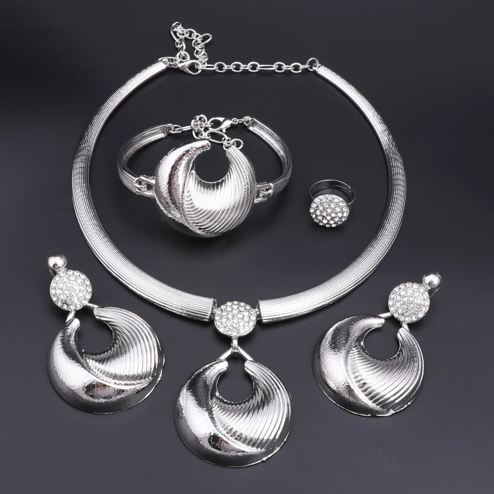 Dubai Jewelry Set For Women Silver Plated Luxury