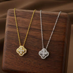 Classic Titanium Steel Lucky Clover Flower Pendant