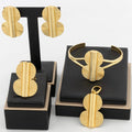 4-teiliges Geometrie-Schmuckset runder Anhänger
