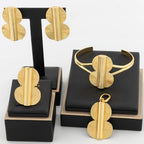 4-teiliges Geometrie-Schmuckset runder Anhänger