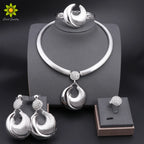 Dubai Jewelry Set For Women Silver Plated Luxury