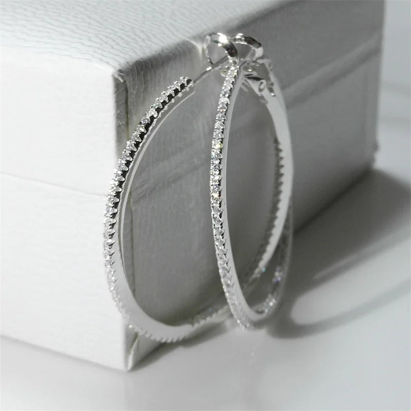 SOMILIA 2025 NEW Hoop Earrings 925 Sterling Silver - 40MM / silver white