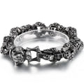 Punk Leopard Head Man Bracelet for Men Stainless Steel - Vintage Black / 24cm, Vintage Black / 21cm