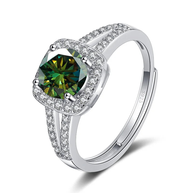 JoyceJelly 13-farbiger echter Moissanitring 1 Karat 6,5 MM