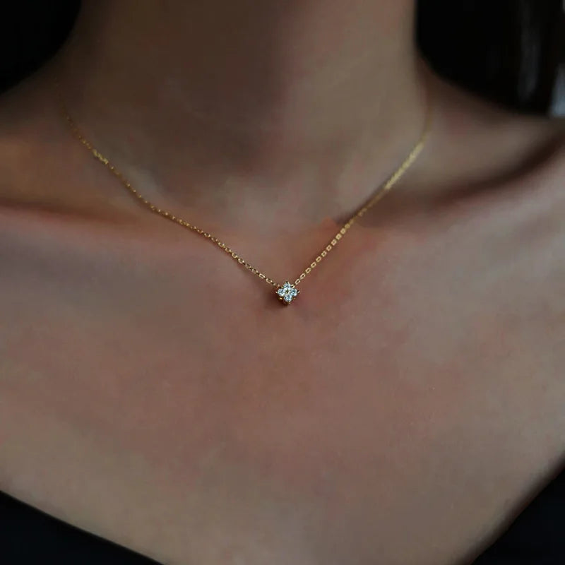Tbcyd 3MM 0.4cttw D Color Clover Necklace Pendants