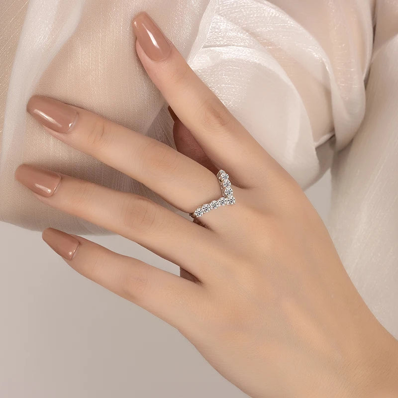 PERFANY 3mm All Moissanite Ring for Women S925 Pure