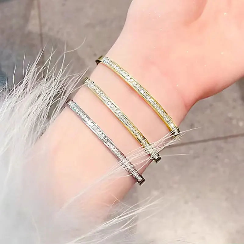 Anziw Luxury Moissanite Single-Row Starry Sky Bangles