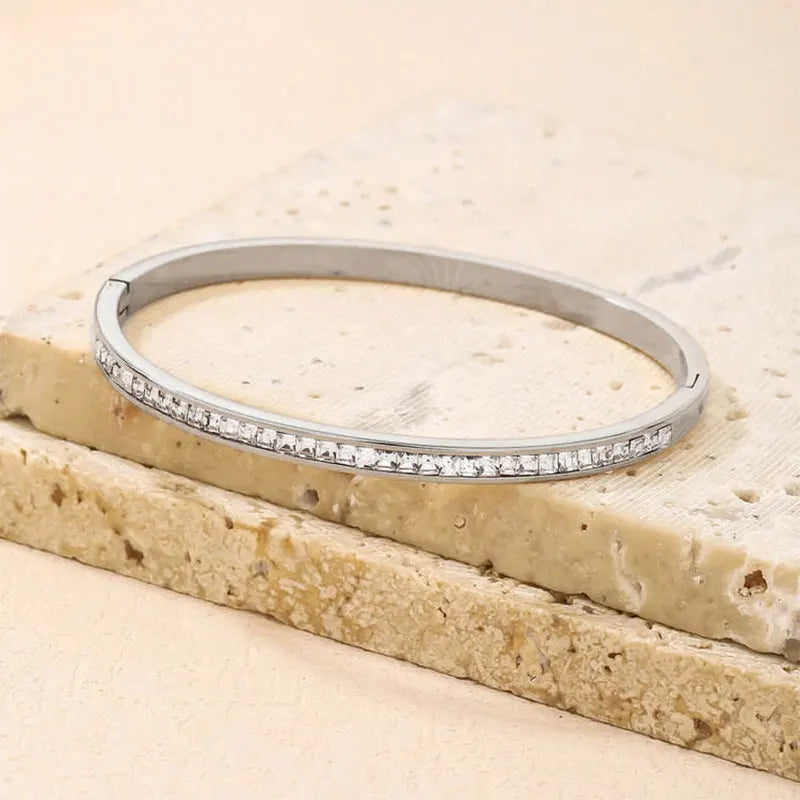 Anziw Luxury Moissanite Single-Row Starry Sky Bangles - WHITE