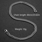 3mm Men's Cuban Chain Necklace Simple Stainless Steel