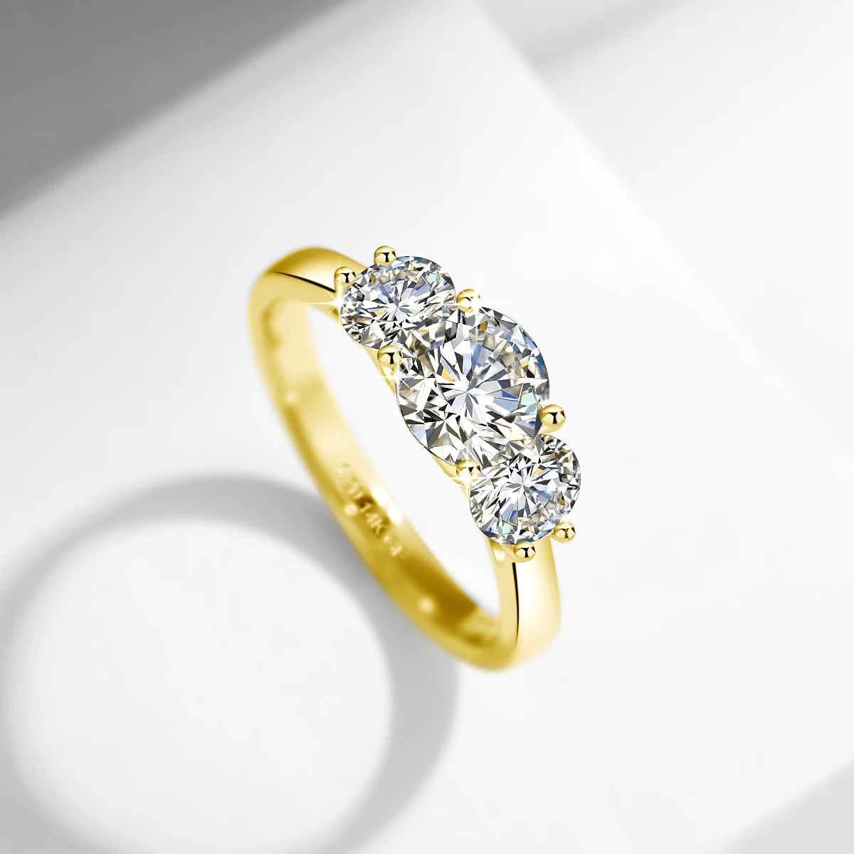 Waterproof 14K Gold Filled Three Stone Wedding