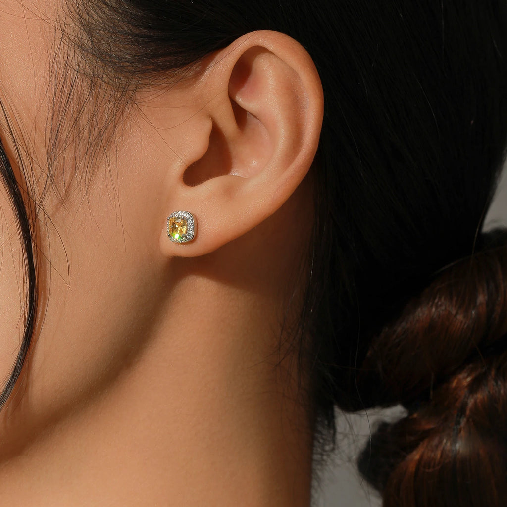 MODIAN Yellow Sparkling Cubic Zirconia Platinum Plated