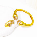 Damen Armband und Ring Set Luxus Goldfarbe