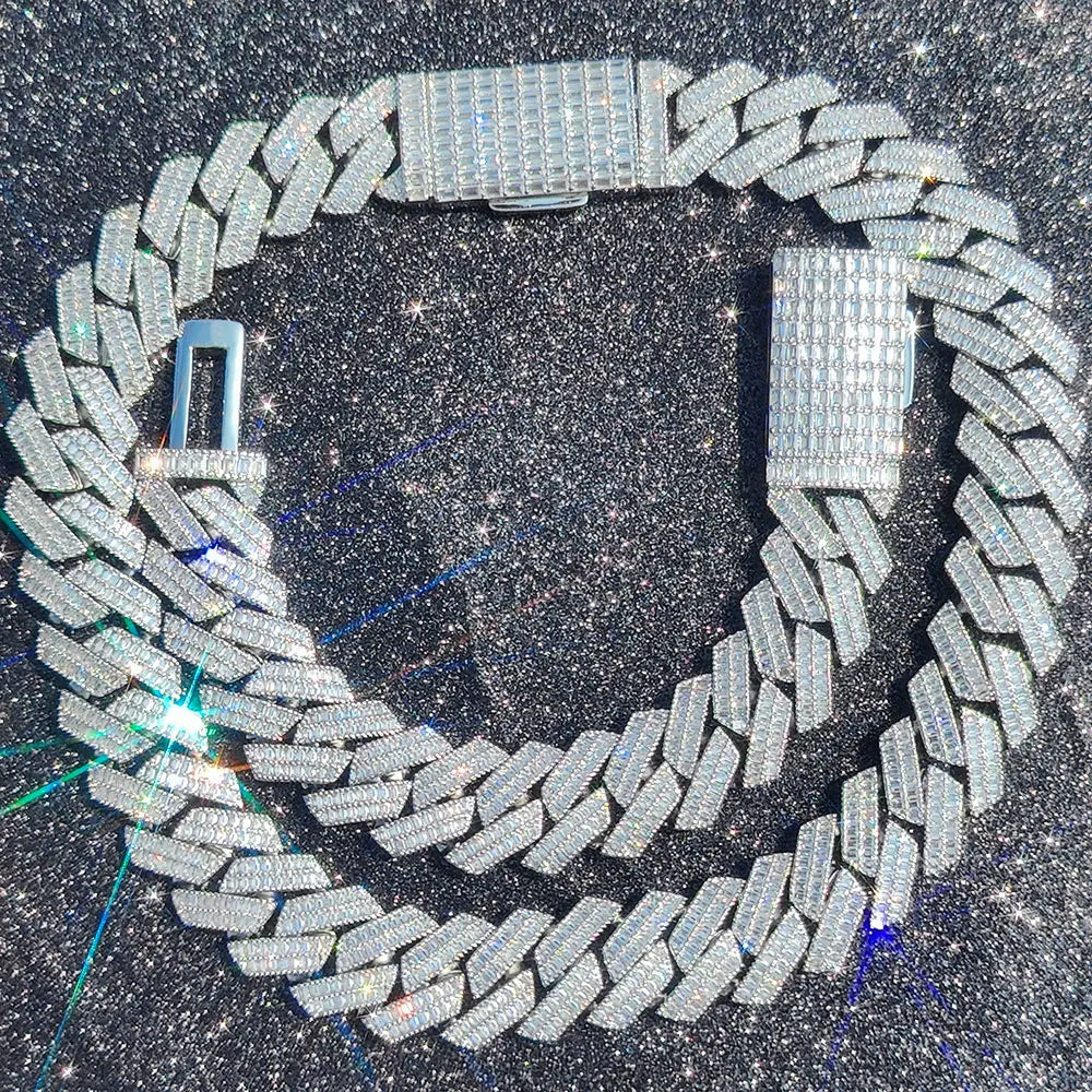 Hip Hop Two Stone 20mm Heavy Choker Necklace 2