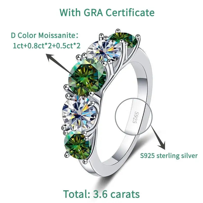 TY 3.6carat D Color Real Moissanite Ring For Women