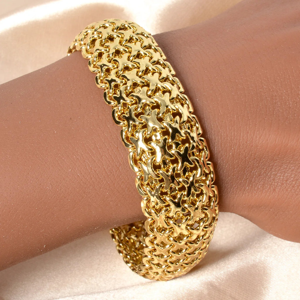 New 18MM wide copper chain bracelet unisex 18K gold