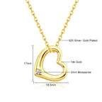 Pendentif Moissanite en forme de cœur, Or 14K, Léger