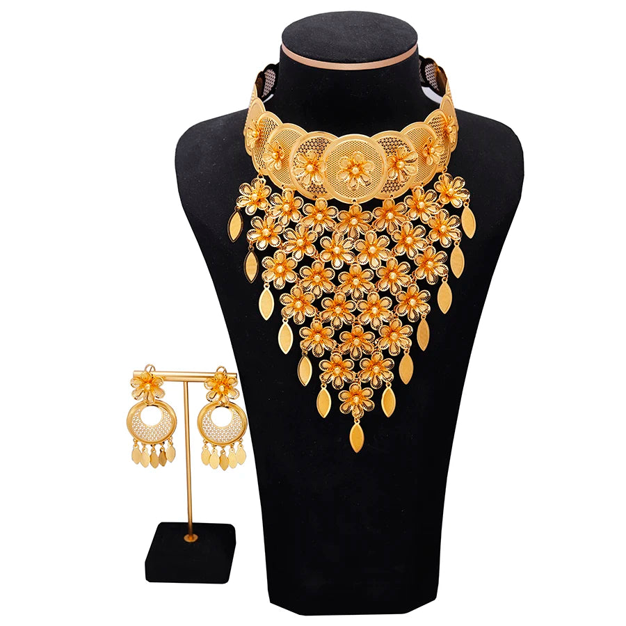 2PCS/Set  Dubai European and American Flower Earri