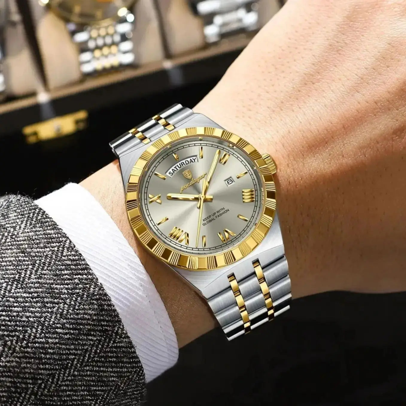 POEDAGAR Fashion Business Men's Watch Luminous